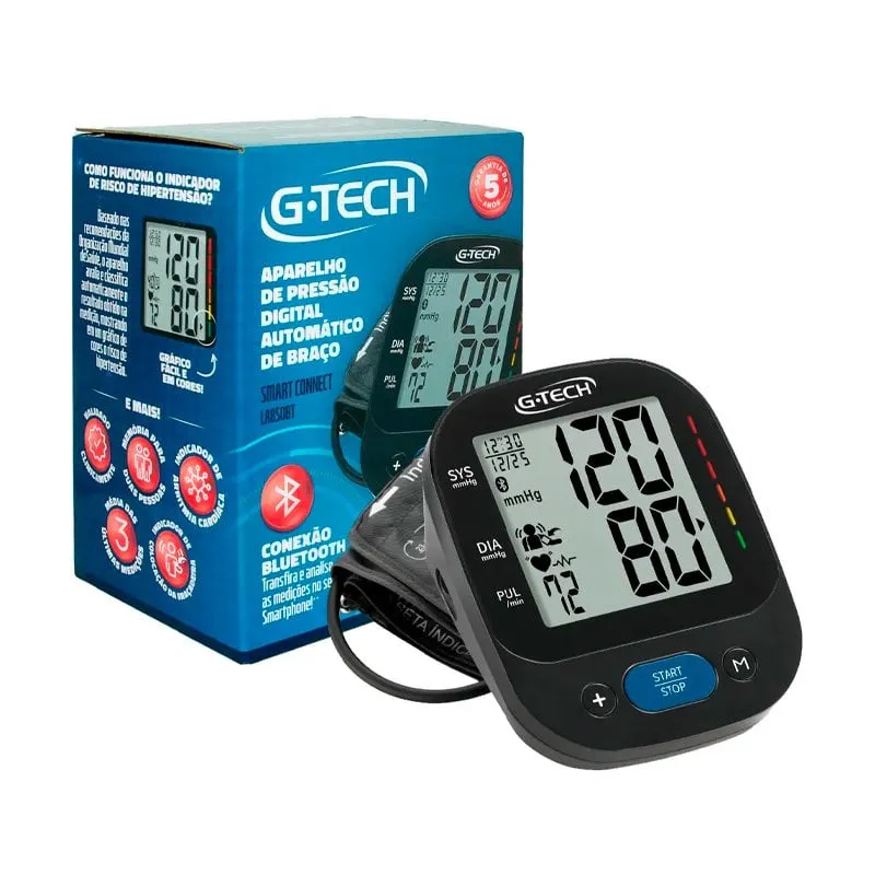 Aparelho de Pressão Digital Automático de Braço G-Tech Smart Connect preto, ref.LA850BT