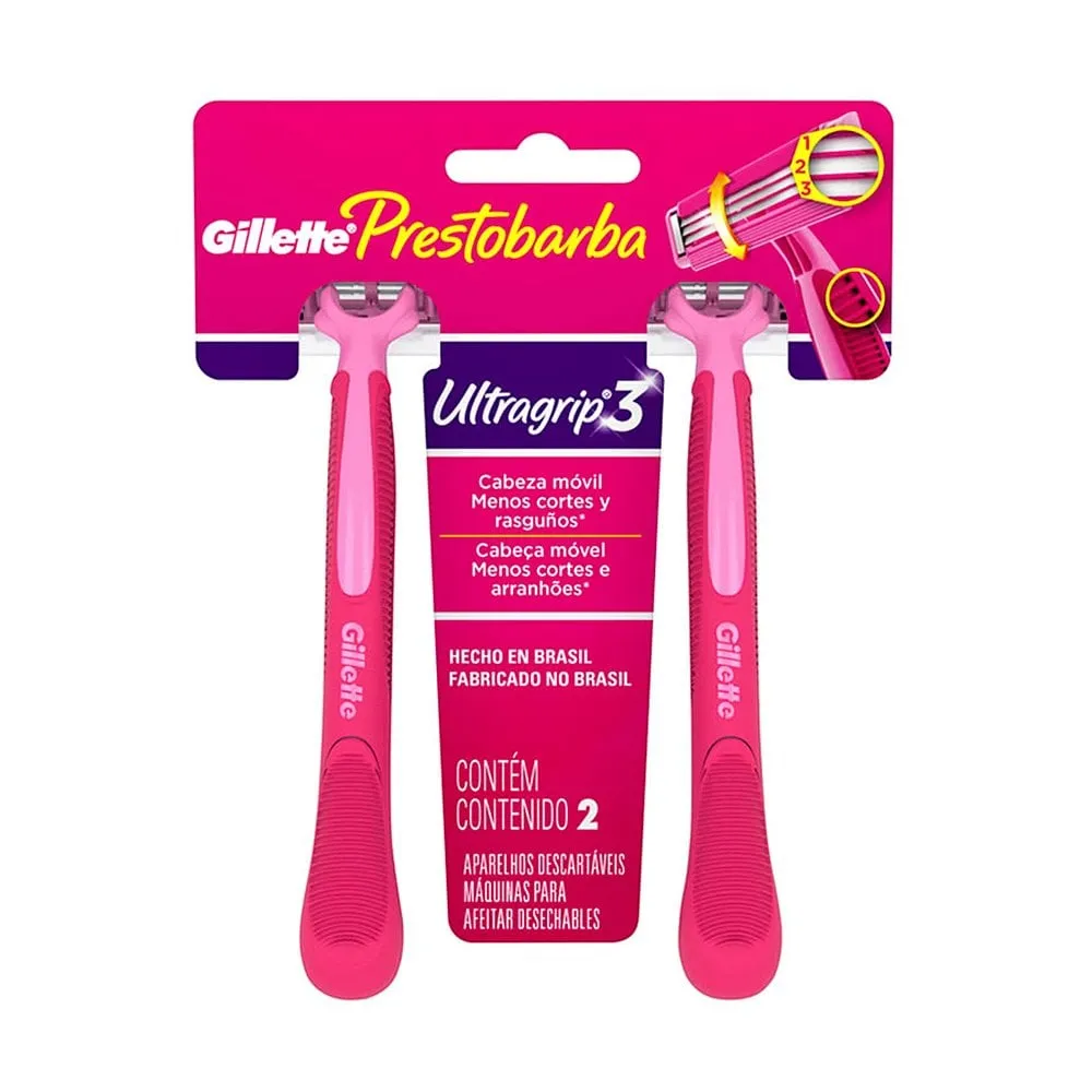 Aparelho Prestobarba Ultragrip3 Gillette Feminino 2Un