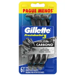 Aparelho de Barbear Descartável Gillette Prestobarba3 Carbono 6 Unidades