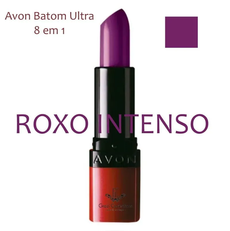 Avon Batom Ultra 8 em 1 Roxo Intenso 3,6g - val. 11/2025Informações do ProdutoCom o Batom Ultra 8 em 1, de acabamento acetinado e cobertura média a alta, os lábios ficam mais cheios, firmes, volumosos, macios e flexíveis.Ingredientes poderosos que preenche