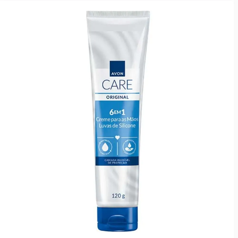 Luvas de Silicone Creme Protetor para as Mãos Avon Care - 120 g - val. 8/2027LUVAS DE SILICONE CREME PROTETOR PARA AS MÃOS 120G1 - PROTEGE E HIDRATA O DIA TODO SUA MÃOS E UNHAS2 - FORMA UMA CAMADA INVISIVEL DE PROTEÇÃO3 - CONTÉM VITAMINA E QUE HIDRATA4 - A