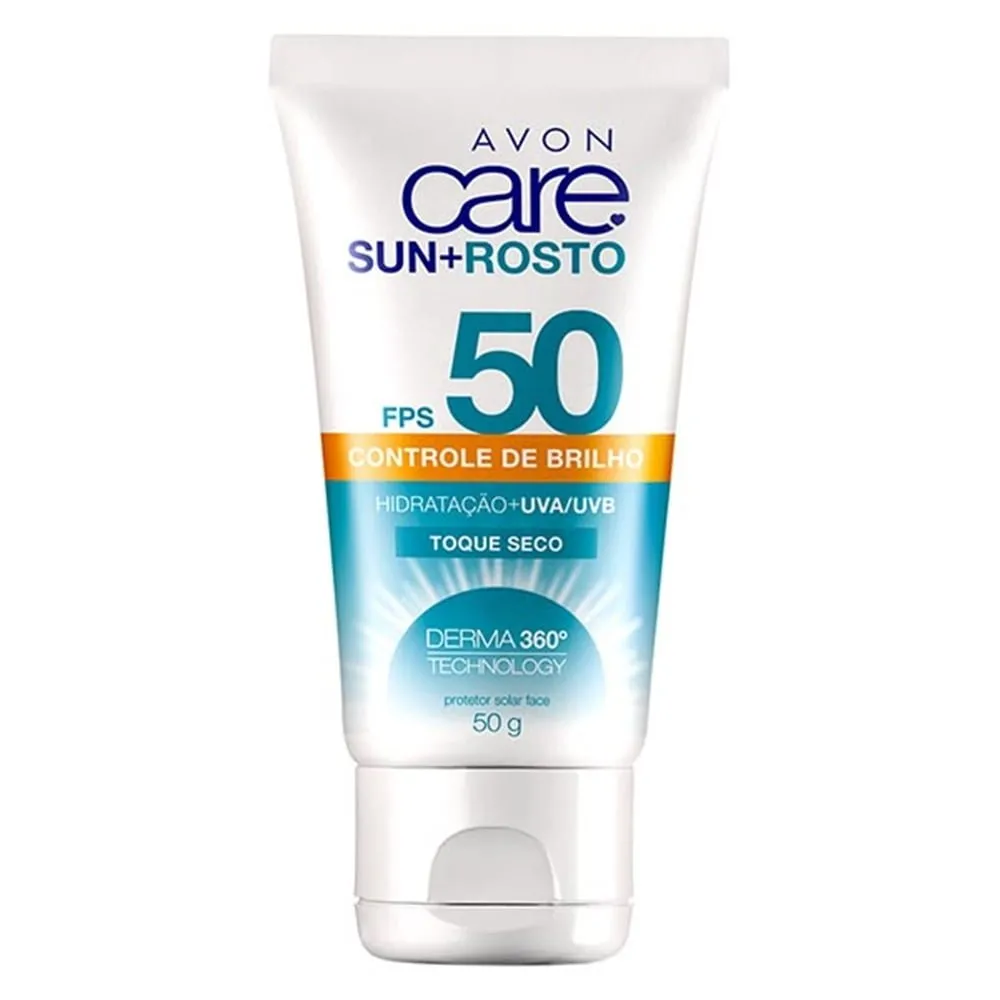 AVON CARE SUN+ PROTETOR SOLAR FACIAL CARE SUN+ FPS 50 50 g Avon Sun+ Protetor Solar Hidratante Facial FPS 50 50gFórmula com a exclusiva tecnologia DERMA-UV 360º TECHNOLOGY PLUS, uma combinação perfeita para uma pele protegida e com bronzeado saudável.Ajuda