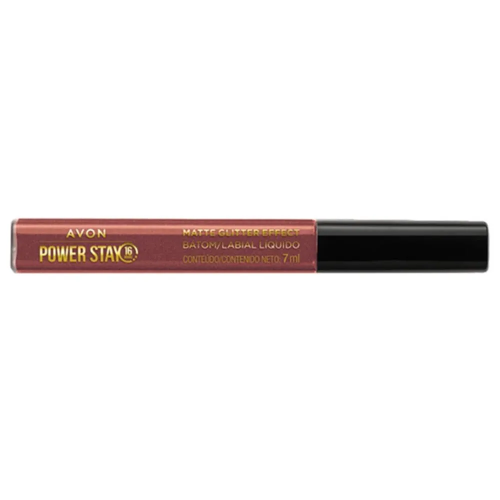 Avon Power Stay Matte Glitter Effect Batom Líquido Nude Pérola 7ml