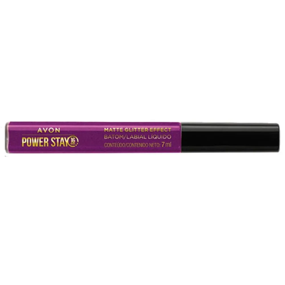 Avon Power Stay Matte Glitter Effect Batom Líquido Púrpura deslumbrante 7ml