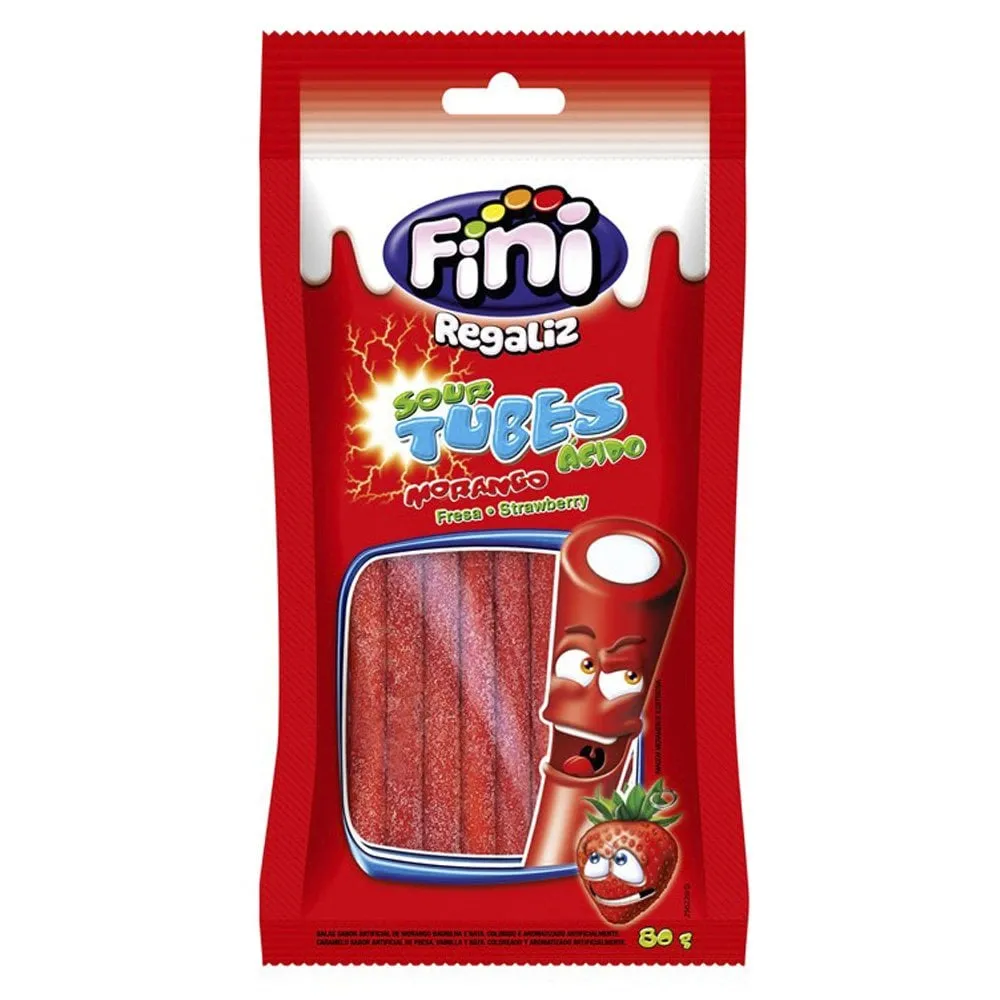 Bala Fini Tubes Cítricos Morango 80g