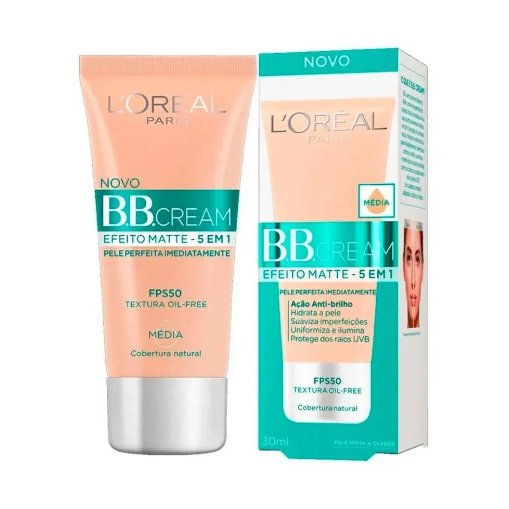 BB Cream L'Oréal Efeito Matte 5 em 1 Média FPS 50 com 30ml