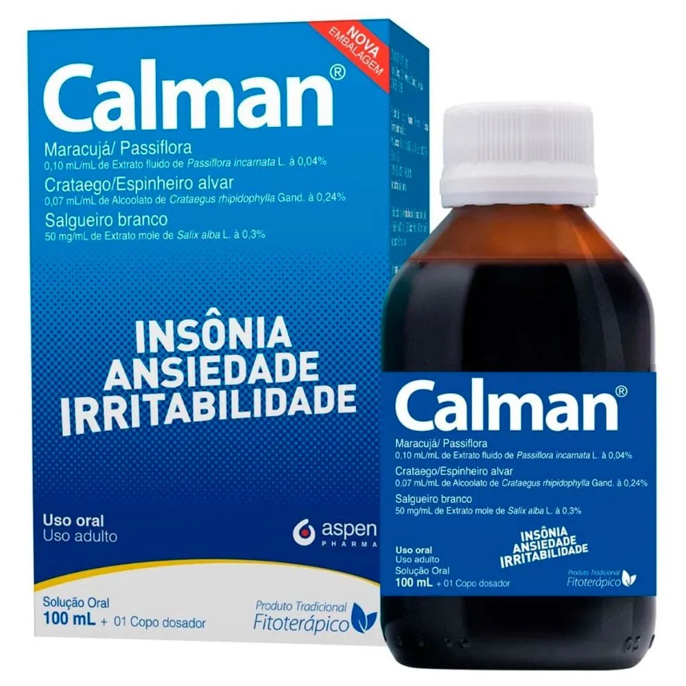 Calman Solução Oral 0,10mL/mL + 0,07mL/mL + 50mg/mL, caixa com 1 frasco com 100mL de solução de uso oral