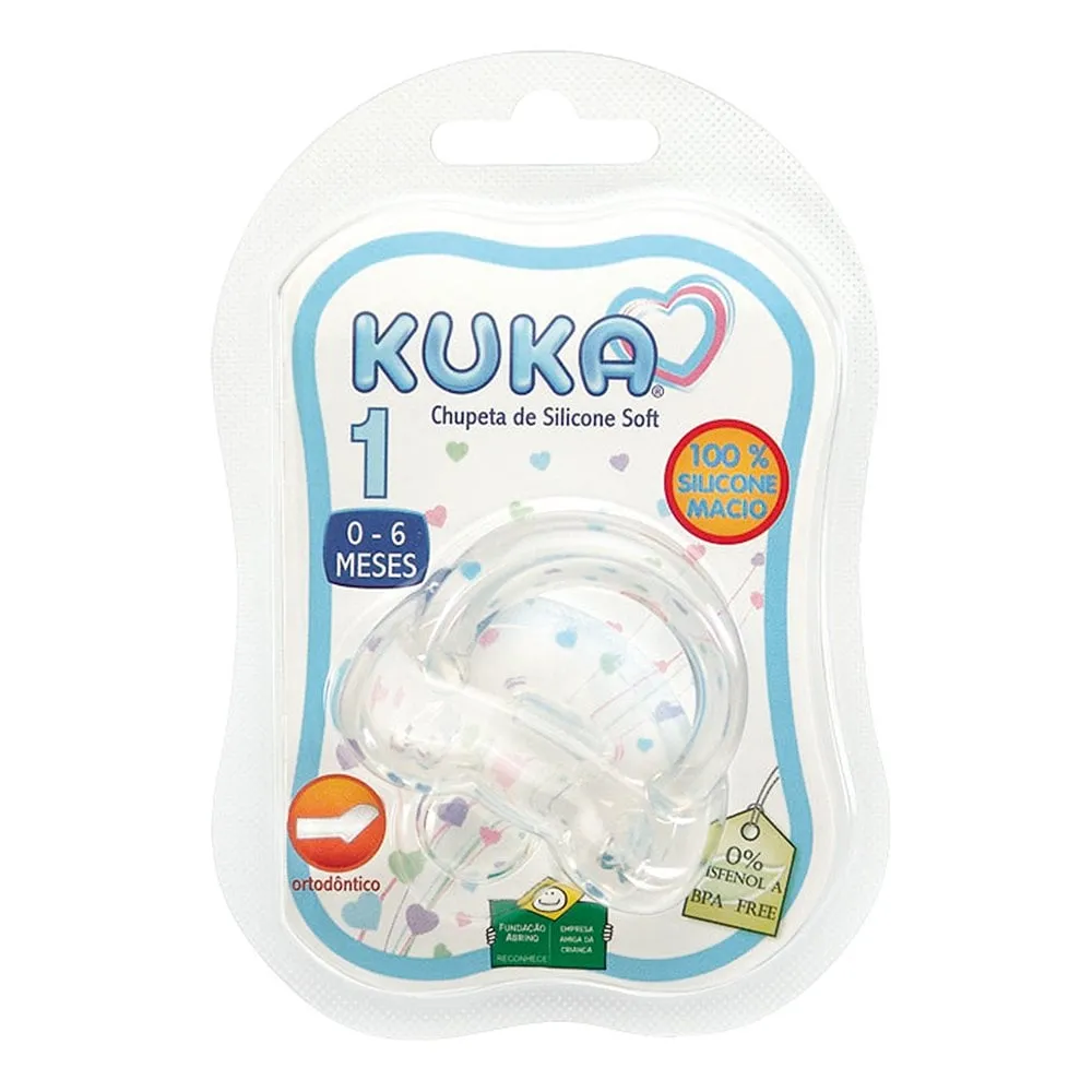 Chupeta Silicone Soft Orto Kuka 0 a 6 Meses Transparente