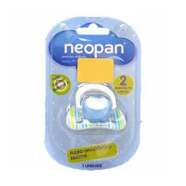 Chupeta Neopan Decorada Azul Silicone Bico Ortodôntico Nº2 +6 Meses - 1 Unidade