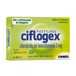 Pastilha Ciflogex 3mg - Sabor Menta e Limão Diet - 12 Pastilhas