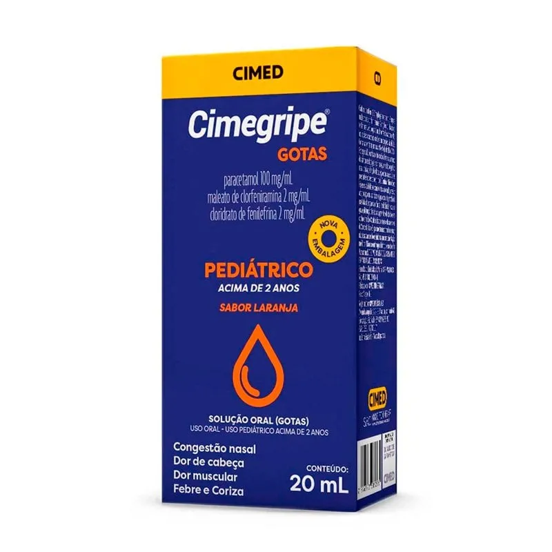 Cimegripe 100 + 2 + 2mg/ml solução oral frasco gotejador com 20ml
