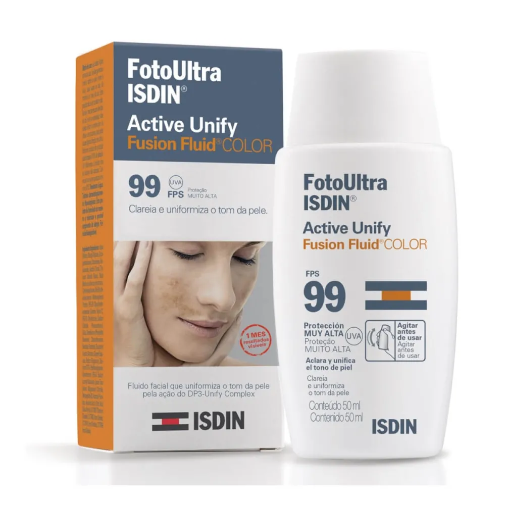 Clareador Facial Isdin Fotoultra Active Unify Fusion Fluid Color Fps 99 Com 50ml