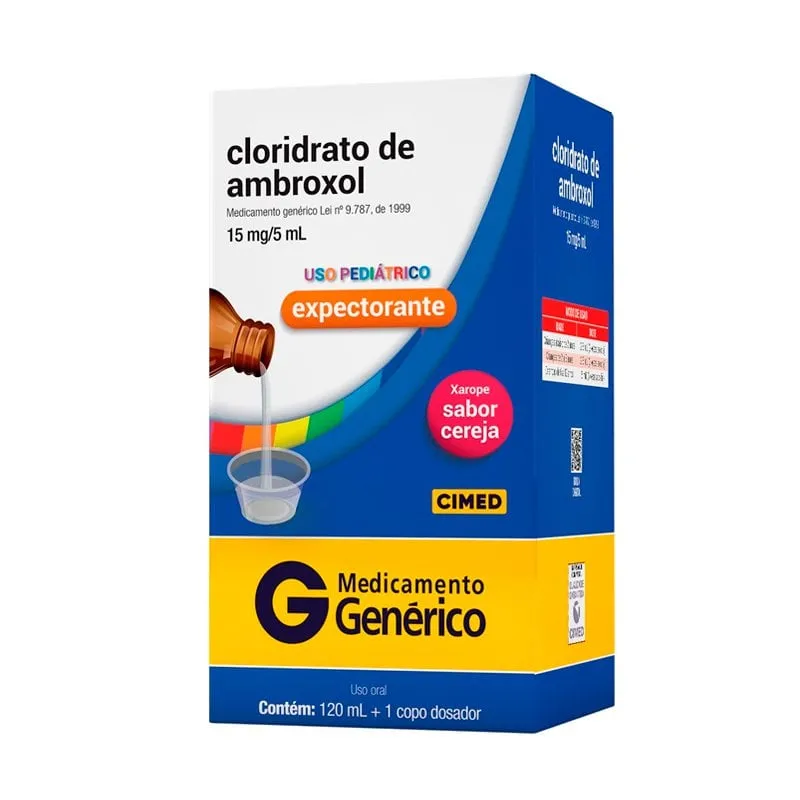 Cloridrato de Ambroxol - Cimed 3mg/mL, caixa com 1 frasco com 120mL de xarope + copo medidor