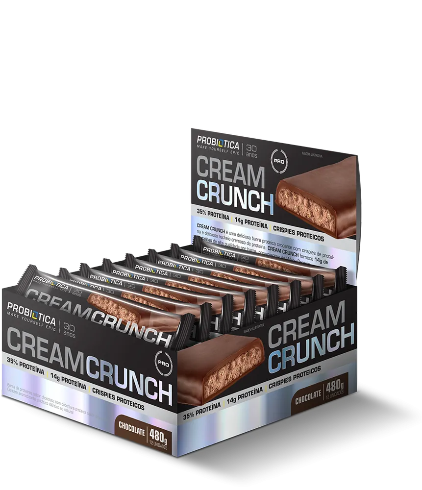 Cream Crunch Bar 40G Creme De Chocolate - Display com 12 unidades - Probiótica