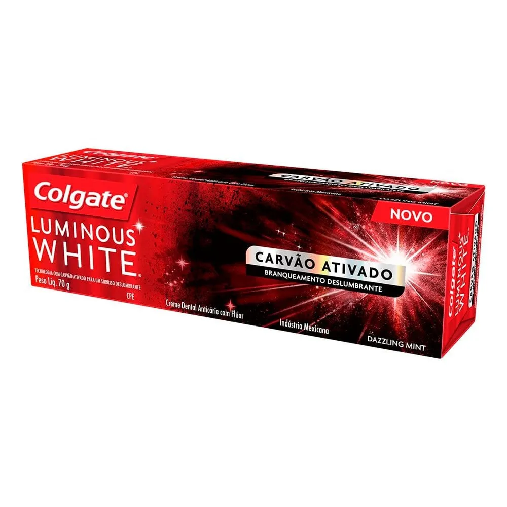 Creme Dental Colgate Luminous White Carvão Ativado com 140g