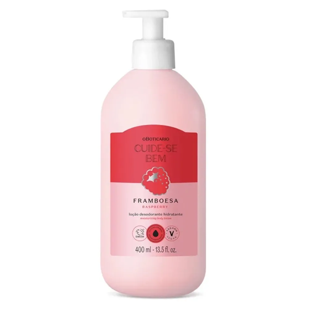 O Boticário Cuide-se Bem Loção Desodorante Hidratante Cuide-se Bem Feira Framboesa 400mlVAL. 01/2027 do site do fabricante:Loção Desodorante Hidratante Cuide-se Bem Feira Framboesa 400mlCom Cuide-se Bem Feira, a feira é diferente, está em toda parte, vai c