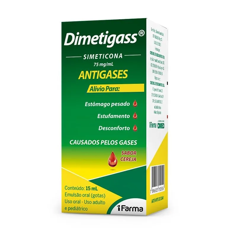 Dimetigass 75mg/mL, caixa com 1 frasco gotejador com 15mL de emulsão de uso oral
