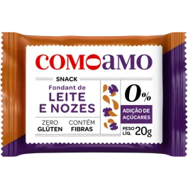 Snack Fondant de Leite Como Amo - Zero Açúcar e Zero Glúten 20g