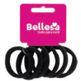 Elástico de Cabelo Meia Preta com 6 Unidades - Bellesa