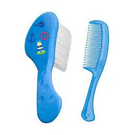 Escova e Pente para Bebê Azul Neopan