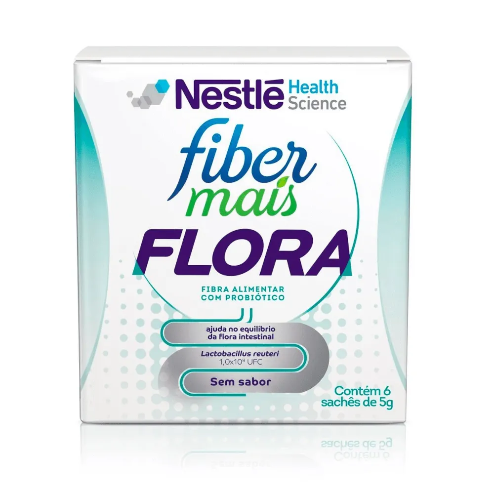 Fiber Mais Flora Sachê Sem Sabor - Contém 6 Sachês com 5 g Cada