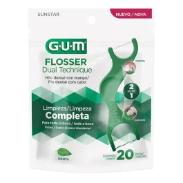 Fio Dental Cabo Gum Flossers Dual Technique Menta 20 Unidades