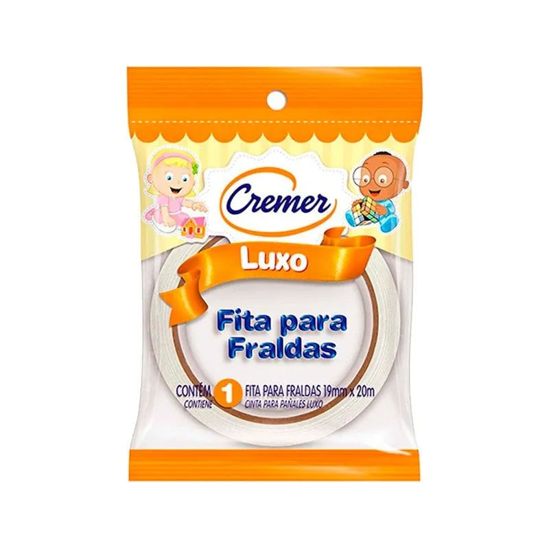 Fita Adesiva Para Fralda Cremer Branca 19mm x 20m 1Un