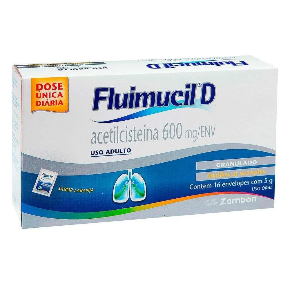 Fluimucil D (diário) 120mg 16 envelopes com 5g (600mg)
