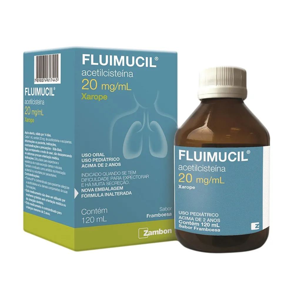 Fluimucil Xarope 20mg, xarope, frasco com 120ml pediátrico