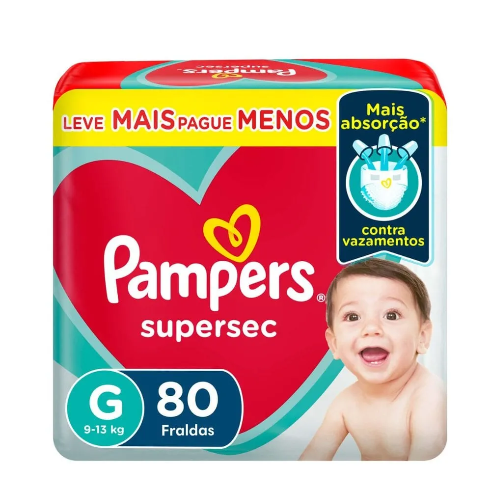 Fraldas Pampers Supersec G 80 Unidades