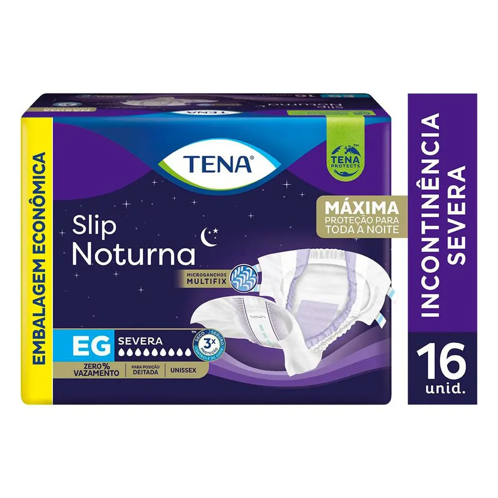 Fralda Geriátrica Unissex Tena Slip Noturna EG Absorção Intensa 16 unidades