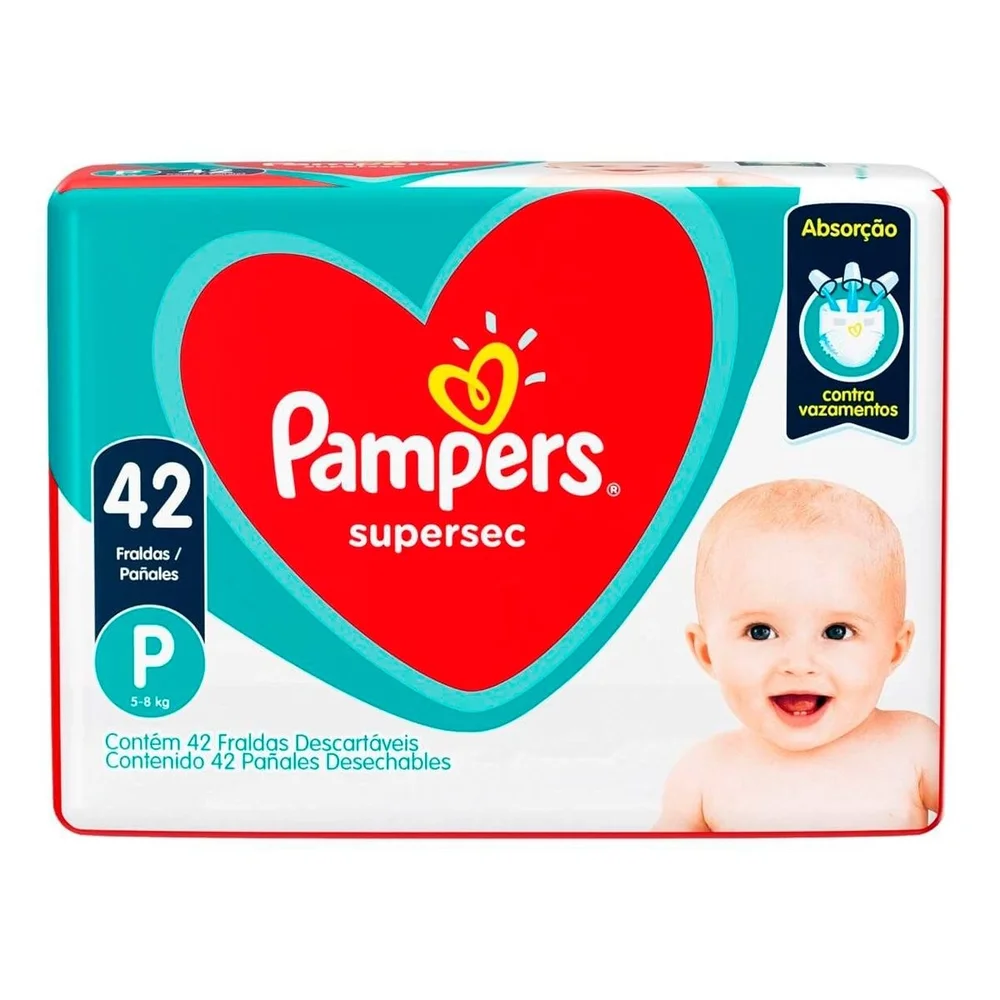 Fralda Descartável Pampers Supersec Tamanho P Com 42 Unidades