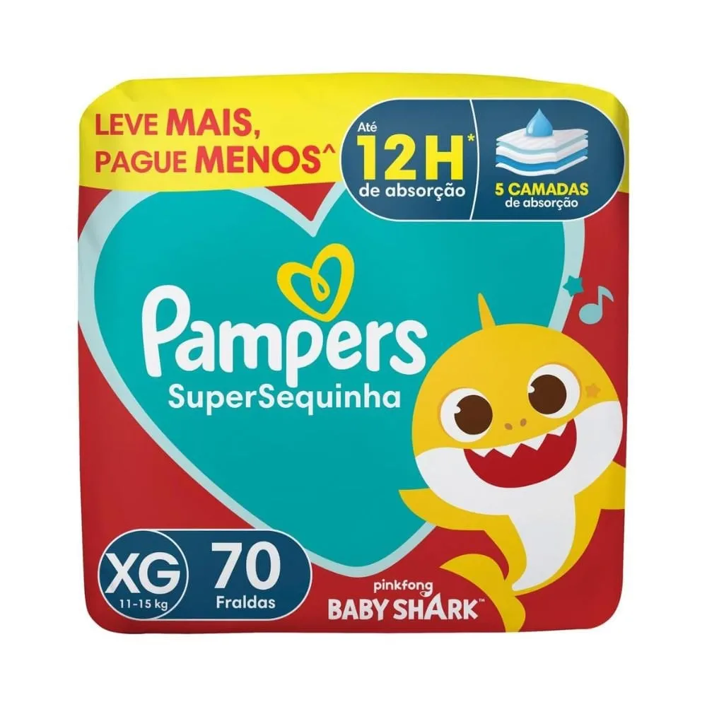 Fraldas descartáveis Pampers Supersequinha tamanho XG 70 Unidades