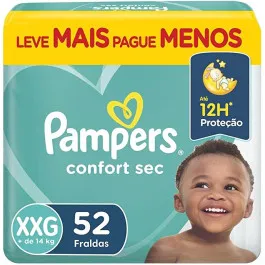 Fralda Pampers Confort Sec XXG 52 Unidades