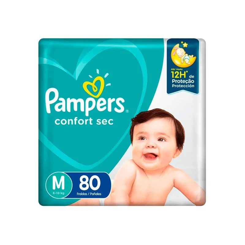 Fraldas Pampers Confort Sec M 80 Unidades
