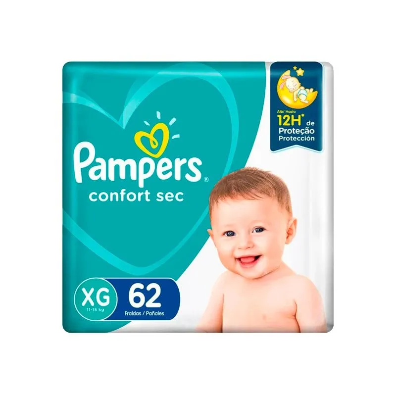 Fraldas Pampers Confort Sec XG 62 Unidades