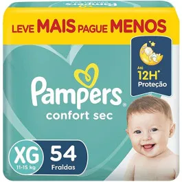 Fralda Pampers Confort Sec XG 54 Unidades