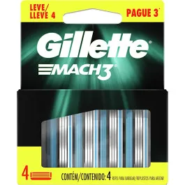Carga Refil Aparelho de Barbear Gillette Mach3 Turbo - 4 Unidades
