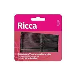 Grampo para Cabelo Preto N°7 Ricca - 20 Unidades