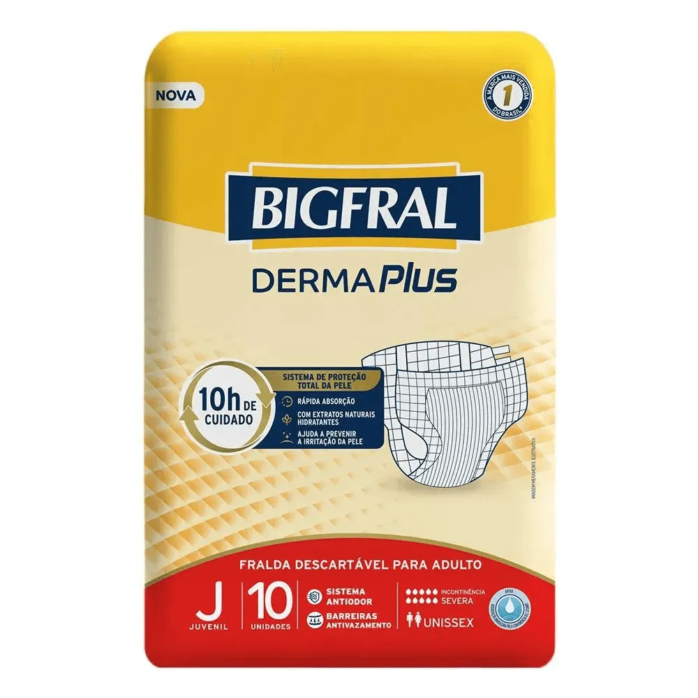 Fralda Geriátrica Bigfral Derma Plus Juvenil 10 Unidades