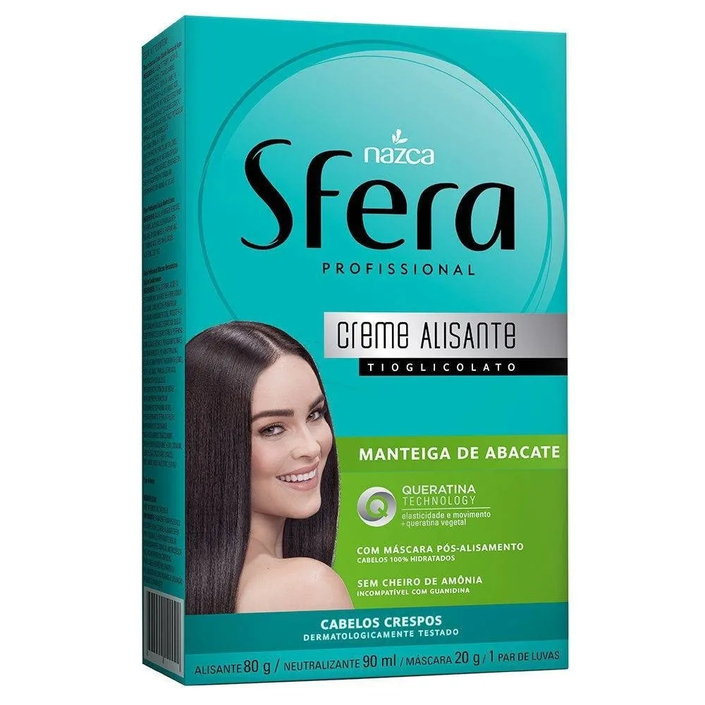 Kit Alisante Nazca Sfera Manteiga de Abacate e Queratina Alisante 80g + Neutralizante 90g + Máscara 20g + Par de Luvas