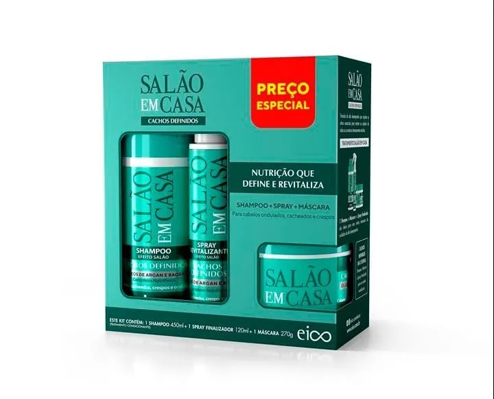 Kit Tratramento Salão em Casa Cachos Definidos