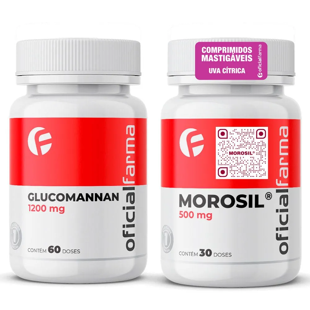 Glucomannan 1200Mg 60 Doses + Morosil 500Mg 30 Doses Com Selo de Autenticidade