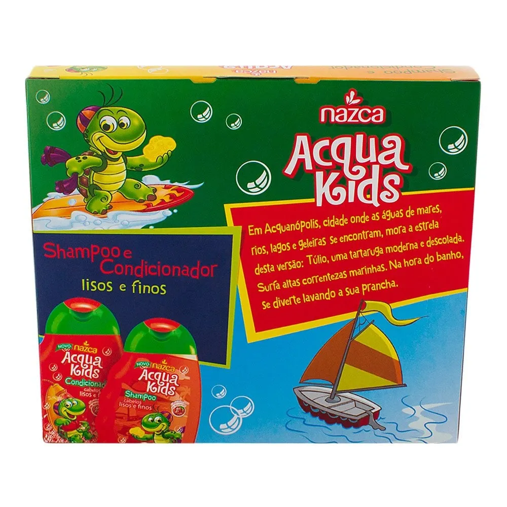 Kit Infantil Acqua Kids Nazca Cabelos Lisos e Finos Shampoo 250ml + Condicionador 250ml