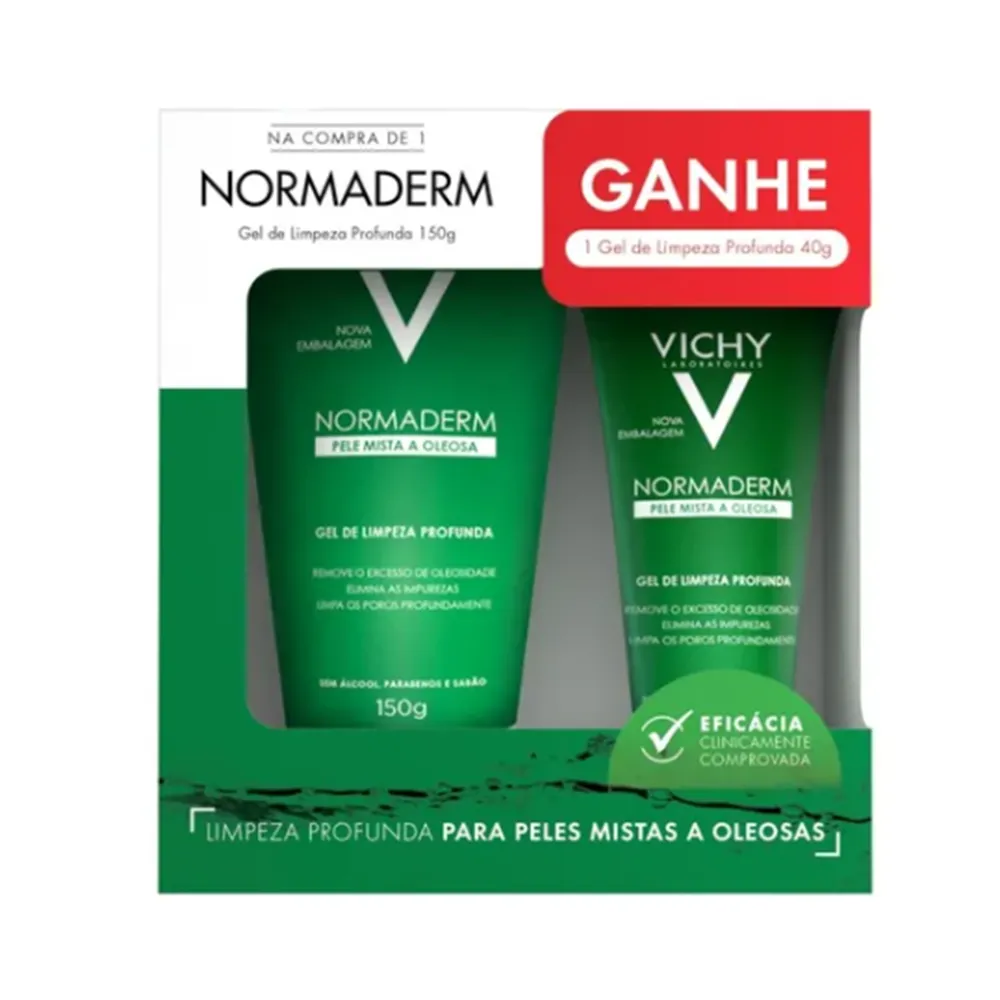 Kit Normaderm Vichy Gel de Limpeza Profunda para Pele Oleosa com 150g + 60g