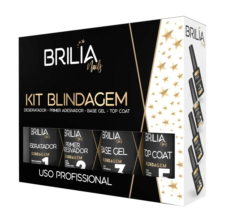 KIT BLINDAGEM 4 ITENS 10ML BRILIA NAILS