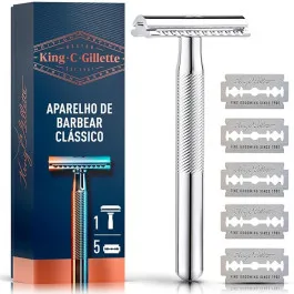 Kit Aparelho de Barbear - King.C.Gillette - Classico + 5 Lâminas