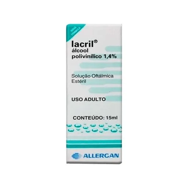 Lacril 14mg/mL, caixa com 1 frasco gotejador com 15mL de solução de uso oftálmico