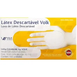 Luva de Látex Volk Com Pó - Tamanho M - 100 Unidades
