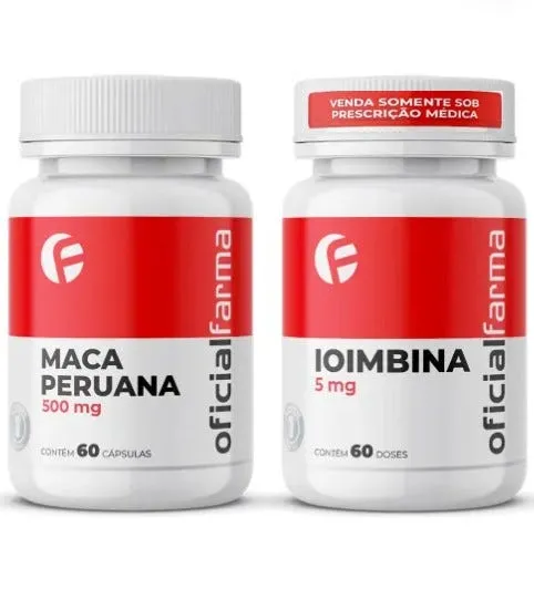 Maca Peruana 500mg 60 Cápsulas + Ioimbina (yohimbine) 5mg 60 doses
